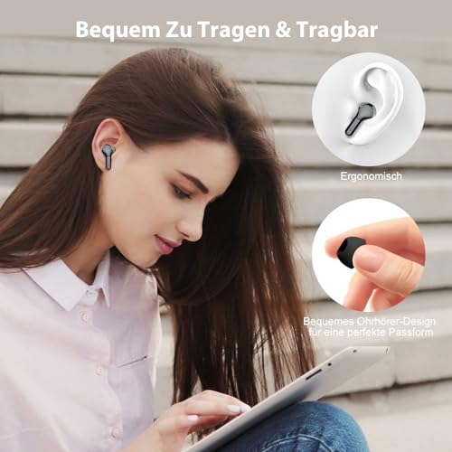 Bluetooth Kopfhörer, Kopfhörer Kabellos Bluetooth 5.3 In Ear, 4 ENC Noise Cancelling Mic Ohrhörer, HiFi Stereo Tiefbass, 40H Spielzeit, LED-Anzeige, IP7 Wasserdichte Earbuds, Touch Control, Schwarz(Smartphones, Gaming-Zubehör, Elektronik-Bestseller)