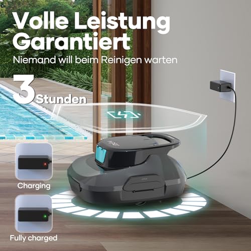 AIPER Scuba SE Poolroboter, Kabelloser Poolsauger Akku, 90 Minuten Reinigungszeit, Automatische Reinigung mit Selbsteinparkfunktion, Kompakter und Leichter Poolreiniger Ideal für Oberirdische Pools( Neue Technologien, Elektronik-Bestseller)